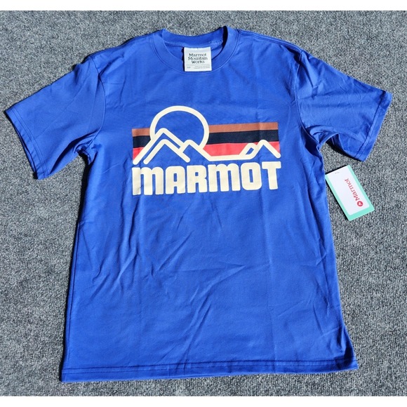 Marmot Other - Marmot Mountain Works Mens Tee T Shirt Trail Blue Short Sleeve Graphic logo sz S
